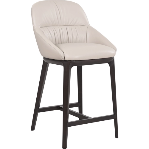 Yono Counter Stool Wheat Leather & Dark Wood (Set of 2)
